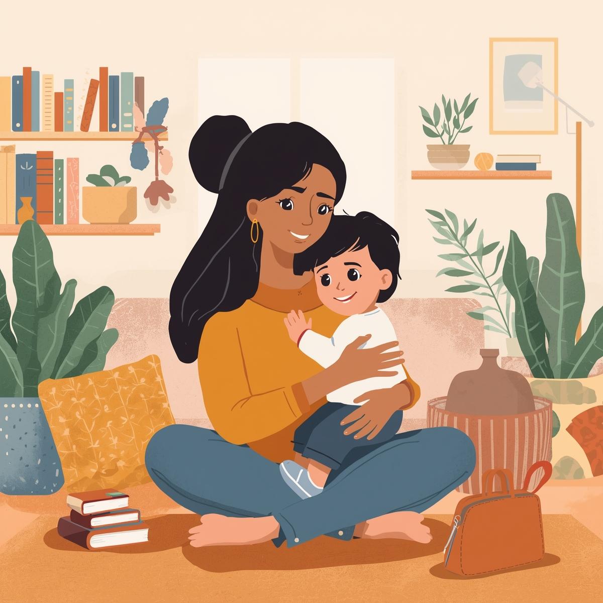 single mother holding a child